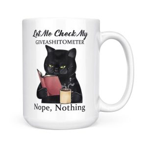 Alternative view of Let Me Check My Giveashitometer Nope Nothing Funny Cat - White Mug