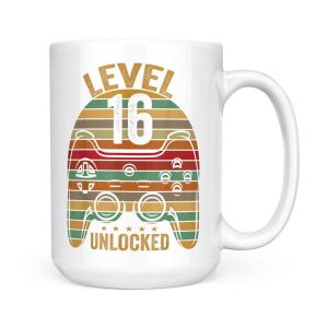 Alternative view of Level 16 Unlocked Birthday 16 Year Old Boy Gifts - White Mug