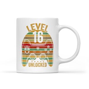 Level 16 Unlocked Birthday 16 Year Old Boy Gifts - White Mug
