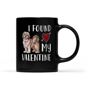 Lhasa Apso Dog Lover Gift I Found My Valentine Day - Black Mug