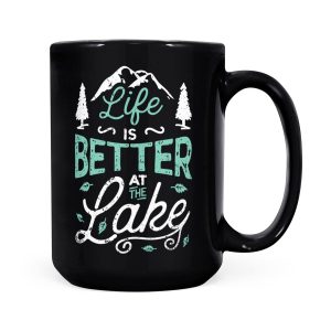 Alternative view of Life Is Better At Lake Fishing Boating Gifts - Black Mug