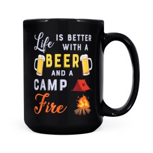 Alternative view of Life Is Better With A Beer And A Camp Fire - Black Mug