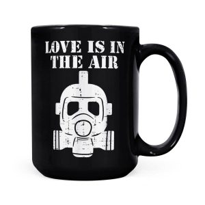 Alternative view of Love In The Air Mask Funny Anti Valentine's Day Single Gift - Black Mug