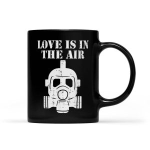 Love In The Air Mask Funny Anti Valentine's Day Single Gift - Black Mug
