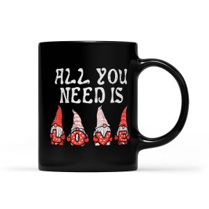 Love Nordic Gnomes Cute Valentine's Day Gift - Black Mug