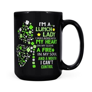 Alternative view of Lunch Lady Cafeteria Mouth Can't Control Quote Gift St Patrick's Day - Black Mug