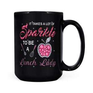 Alternative view of Lunch Lady Woman Cafeteria Worker Takes Sparkle Gift - Black Mug
