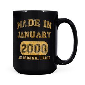 Alternative view of Made In January 2000 All Original Parts Birthday Gift - Black Mug