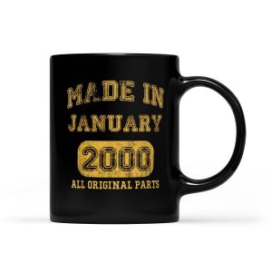 Made In January 2000 All Original Parts Birthday Gift - Black Mug