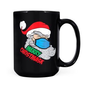 Alternative view of Mask Wearing Quarantine Santa Funny Christmas - Black Mug