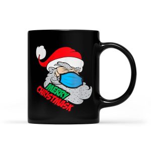 Mask Wearing Quarantine Santa Funny Christmas - Black Mug