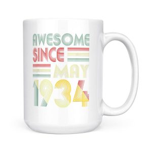 Alternative view of May 1934 87 Years Old 87th Birthday Decorations - White Mug