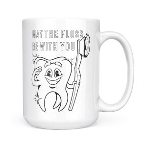 Alternative view of May The Floss Be With You Funny Dentist Gifts Idea - White Mug