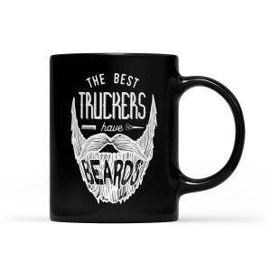 Mens Bearded Trucker Truck Driver Bearded Truck Driver Gift - Black Mug