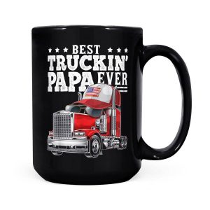Alternative view of Mens Best Truckin Papa Ever Big Rig Trucker Father's Day Gift - Black Mug