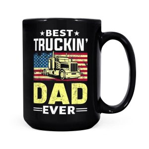 Alternative view of Mens Best Trucking Dad Ever Truck Driver Gifts USA Flag - Black Mug