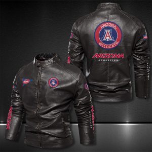 Arizona Wildcats Motor Collar Leather Jacket For Biker Racer