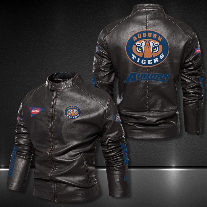 Auburn Tigers Motor Collar Leather Jacket For Biker Racer