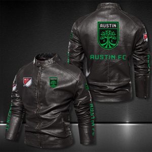 Austin Fc Motor Collar Leather Jacket For Biker Racer