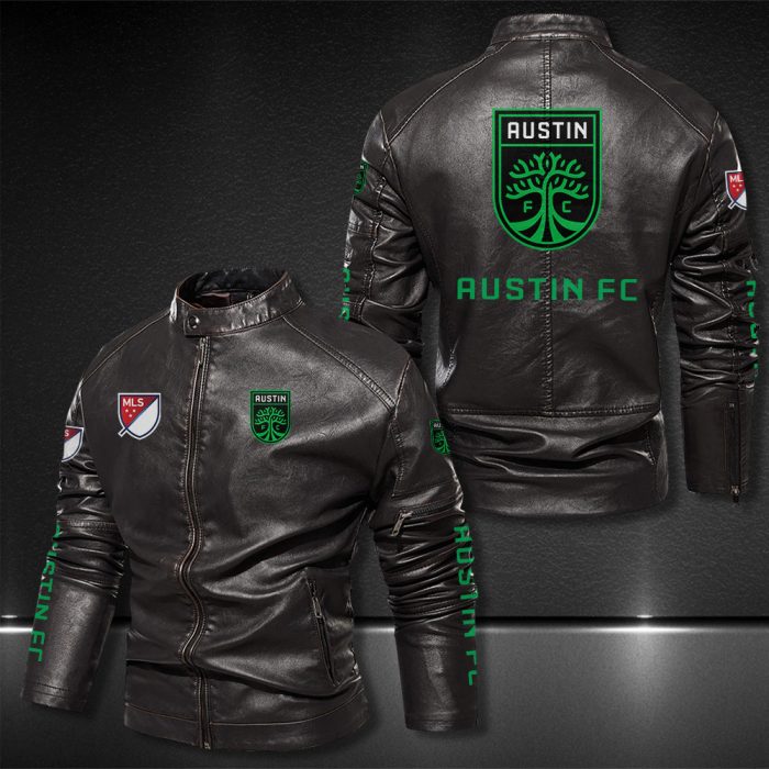 Austin Fc Motor Collar Leather Jacket For Biker Racer