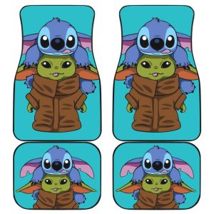 Baby Yoda And Stitch Car Floor Mats Disney Movies Fan Gift SWCFM12