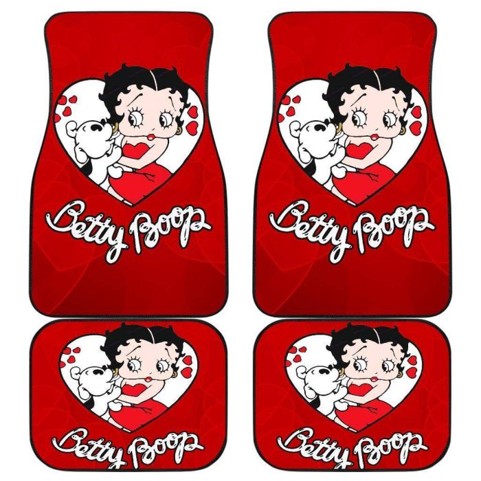 Betty Boop Car Floor Mats - Betty Boop & Dog Cute Car Floor Mats Cartoon Fan Gift