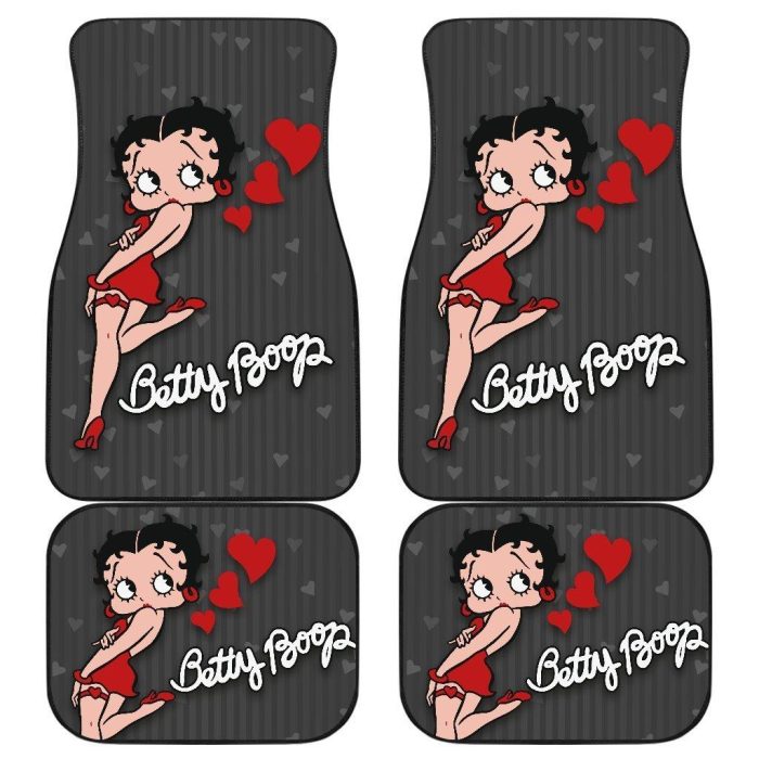 Betty Boop Car Floor Mats - Betty Boop Hearts Cartoon Fan Gift Car Floor Mats