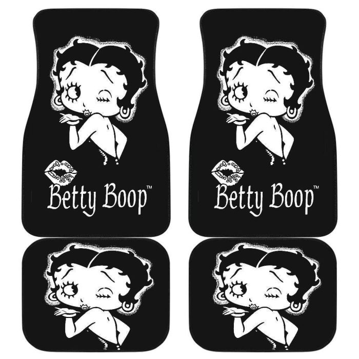 Betty Boop Car Floor Mats - Betty Boop Wind Kisses Lip In Black Theme Car Floor Mats