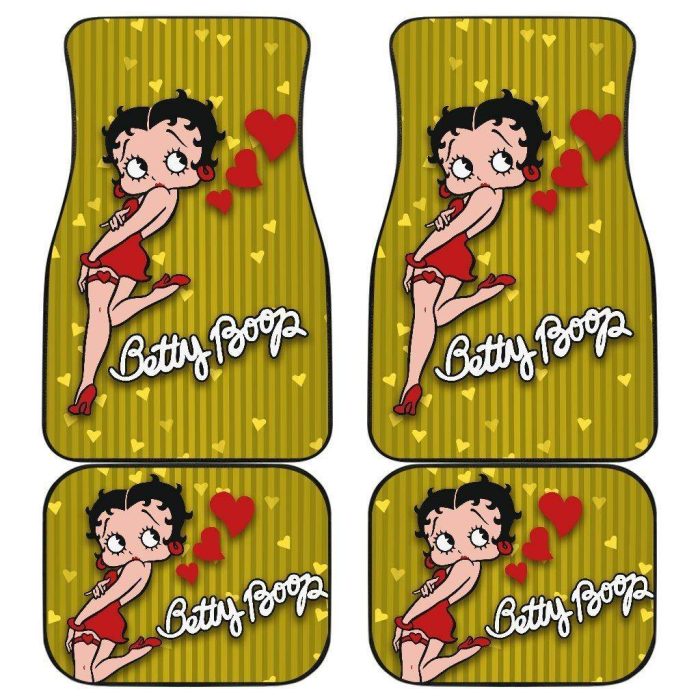 Betty Boop Car Floor Mats - Cartoon Betty Boop Hearts Car Floor Mats Fan Gift
