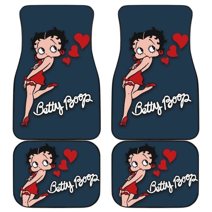 Betty Boop Car Floor Mats - Cartoon Fan Gift Betty Boop Hearts Car Floor Mats