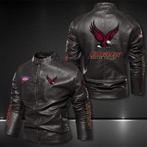 Boston College Eagles Motor Collar Leather Jacket For Biker Racer