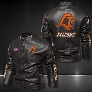 Bowling Green Falcons Motor Collar Leather Jacket For Biker Racer