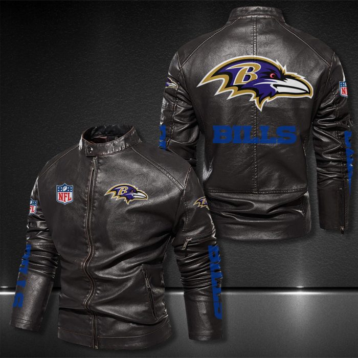 Buffalo Bills Motor Collar Leather Jacket For Biker Racer