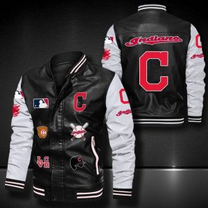 Cleveland Indians Leather Bomber Jacket