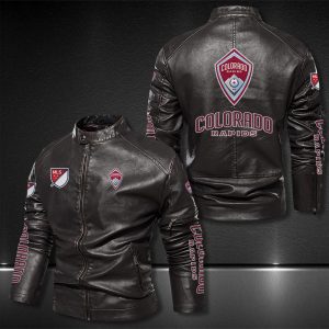Colorado Rapids Motor Collar Leather Jacket For Biker Racer