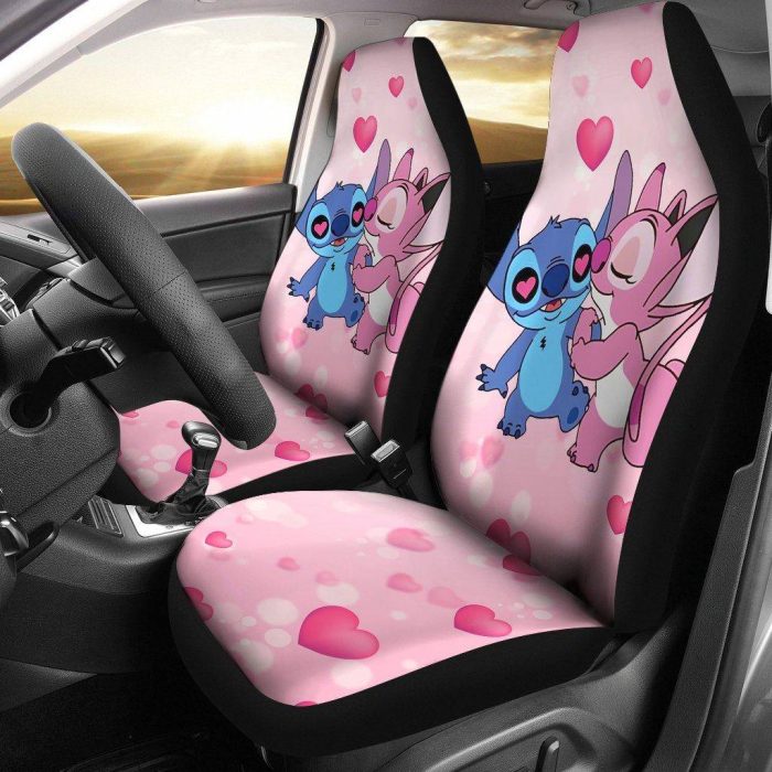 DN Cartoon Stitch Love Car Seat Covers - Car Accessories Funny Gift Ideas