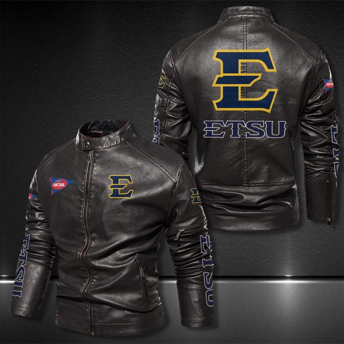 East Tennessee State Buccaneers Motor Collar Leather Jacket For Biker Racer