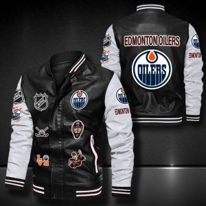 Edmonton Oilers Leather Bomber Jacket