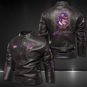Evansville Purple Aces Motor Collar Leather Jacket For Biker Racer
