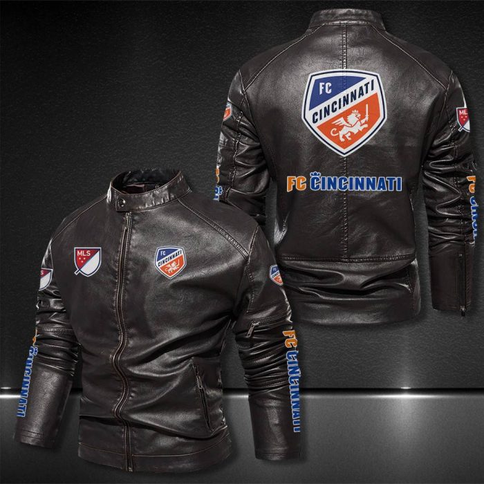 Fc Cincinnati Motor Collar Leather Jacket For Biker Racer