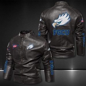 Florida Gulf Coast Eagles Motor Collar Leather Jacket For Biker Racer