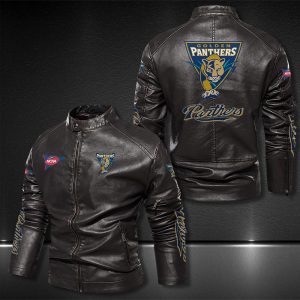 Florida International Panthers Motor Collar Leather Jacket For Biker Racer
