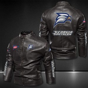 Georgia Southern Eagles Motor Collar Leather Jacket For Biker Racer