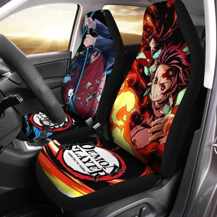 Giyuu And Tanjiro Car Seat Covers Custom Car Accessories Demon Slayer Anime
