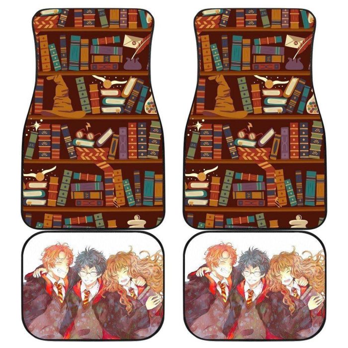 Harry Potter Car Floor Mats - Harry Ron Hermione Library Anime Car Mats CFMHP08