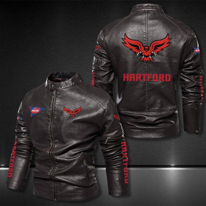 Hartford Hawks Motor Collar Leather Jacket For Biker Racer
