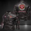 Harvard Crimson Motor Collar Leather Jacket For Biker Racer