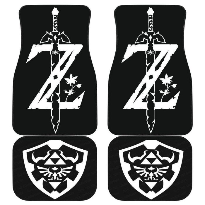 Legend Of Zelda Black & White Logo Car Floor Mats CFMLOZ08