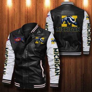 Michigan Wolverines Leather Bomber Jacket