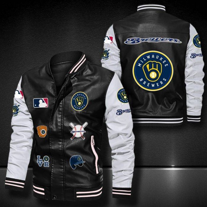 Milwaukee Brewers Leather Bomber Jacket